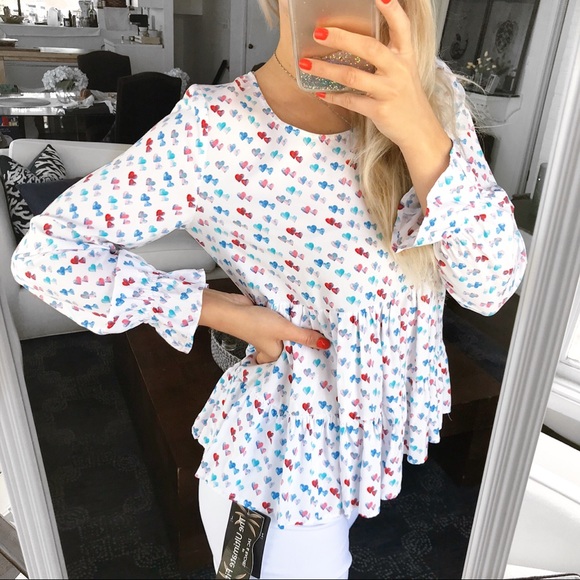 ❤️ JANE AND DELANCEY HEART RUFFLE LONG SLEEVE TOP! - Picture 6 of 12